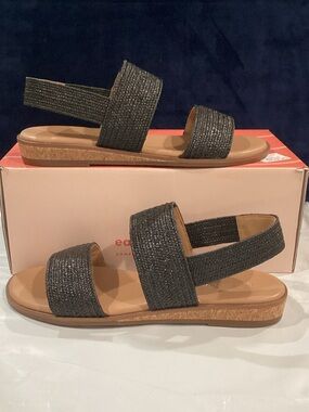 Easy Spirit Lana2 Black Woven Comfort Sandals Women’s Size 7M NIB